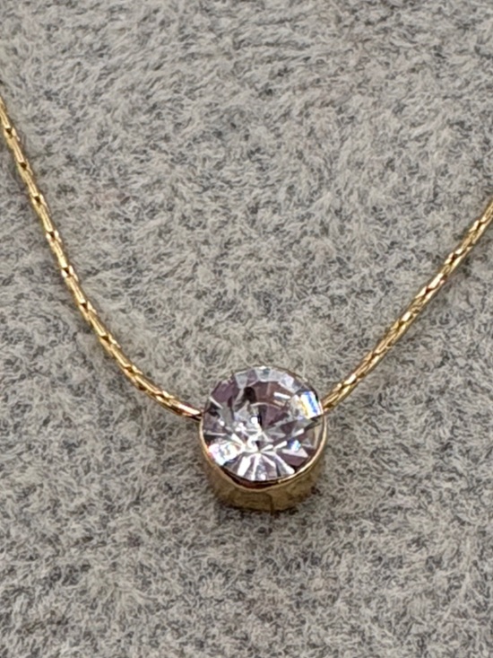 Jewelry - Gold Necklace Faux Solitaire Pendant - Women Jewelry 15-17”